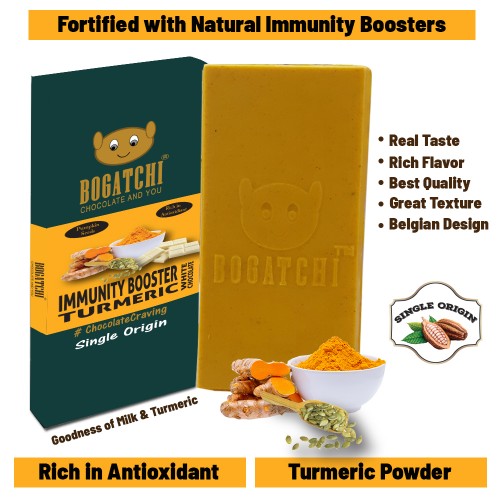 BOGATCHI Healthy Turmeric Milk White Chocolate Bar, Pumpkin Seeds, 80g